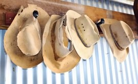 Old Country hats hanging in Charleville
